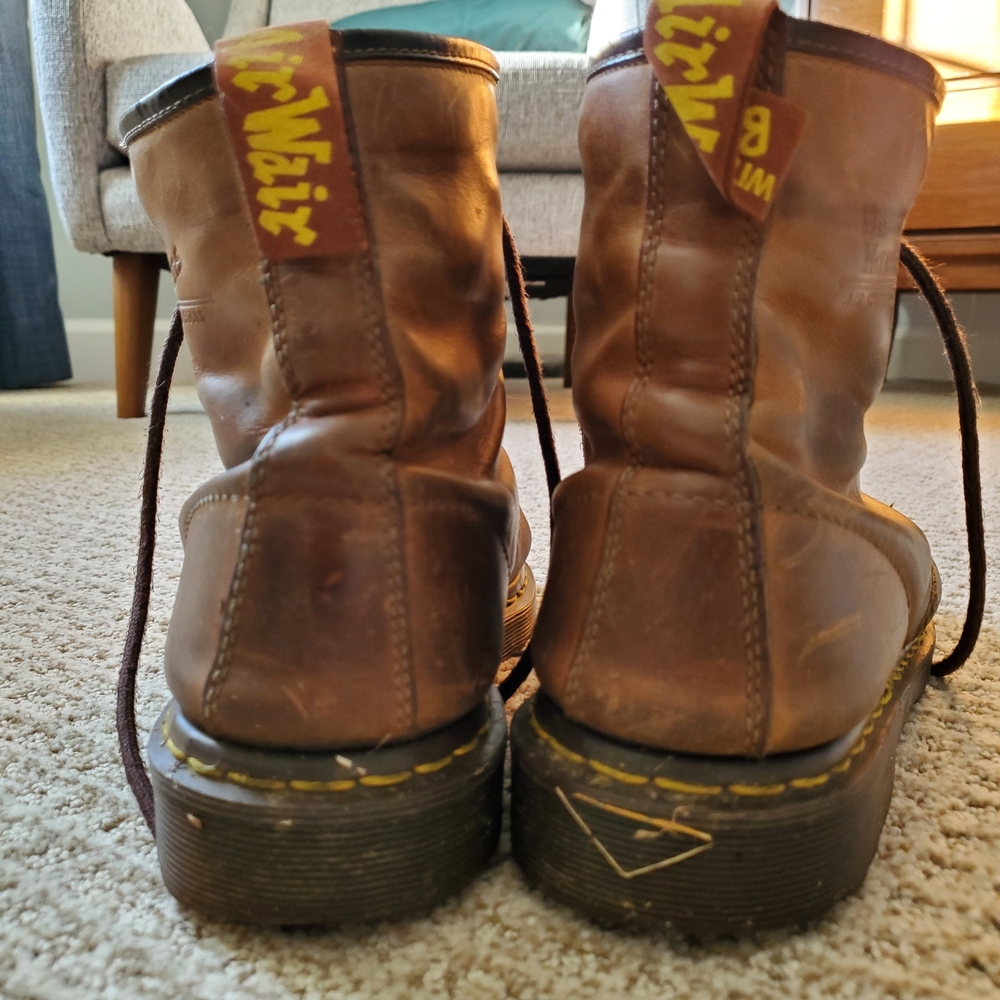 Vintage 1991 Dr. Martens Leather Boots, Distressed Brown (11) - Picture 5 of 11